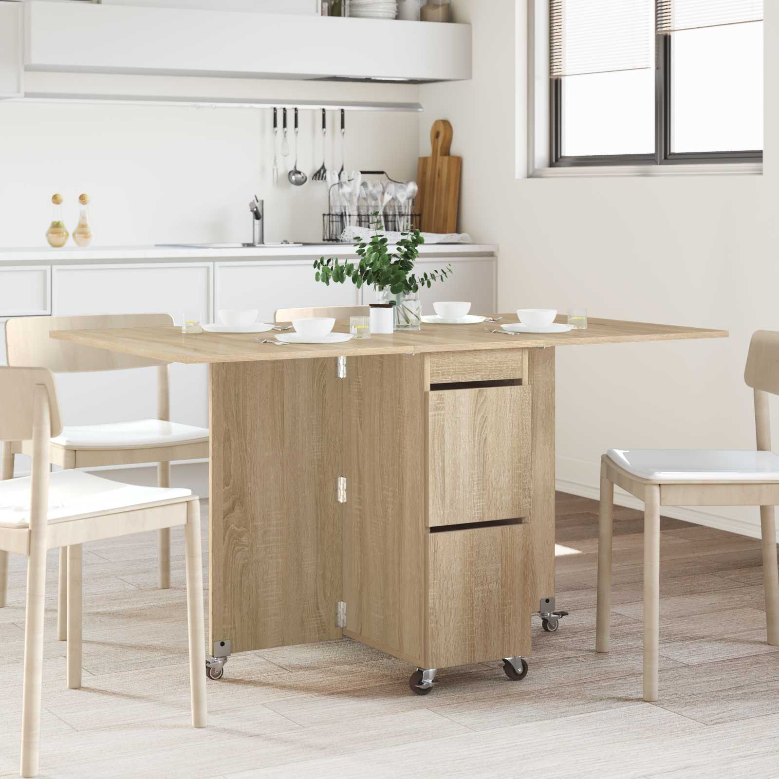 Matbord 140 x 80 x 77 cm Konstruerat trä Sonoma-ek Rektangulär