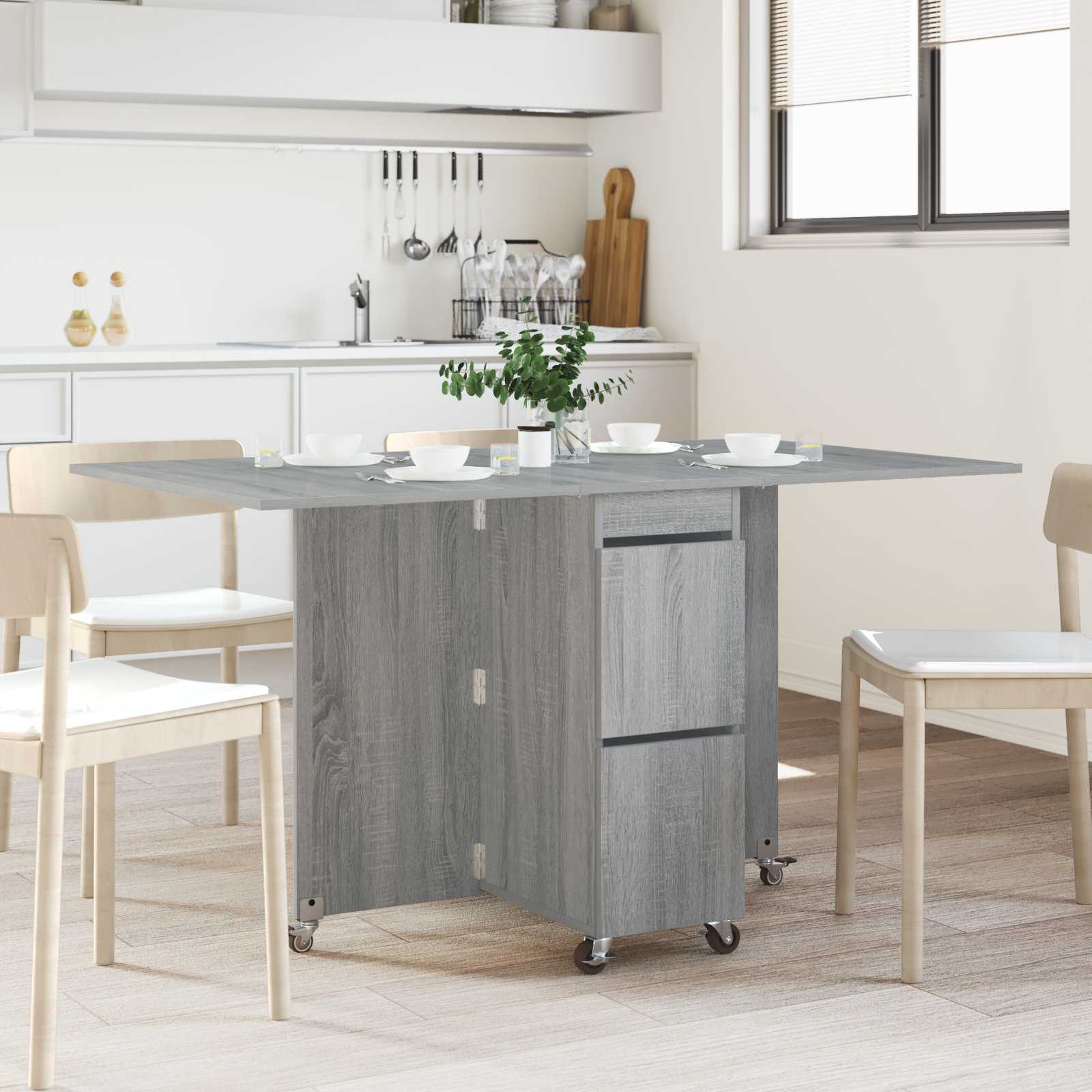 Matbord 140 x 80 x 77 cm Konstruerat trä Grå Sonoma Rektangulär