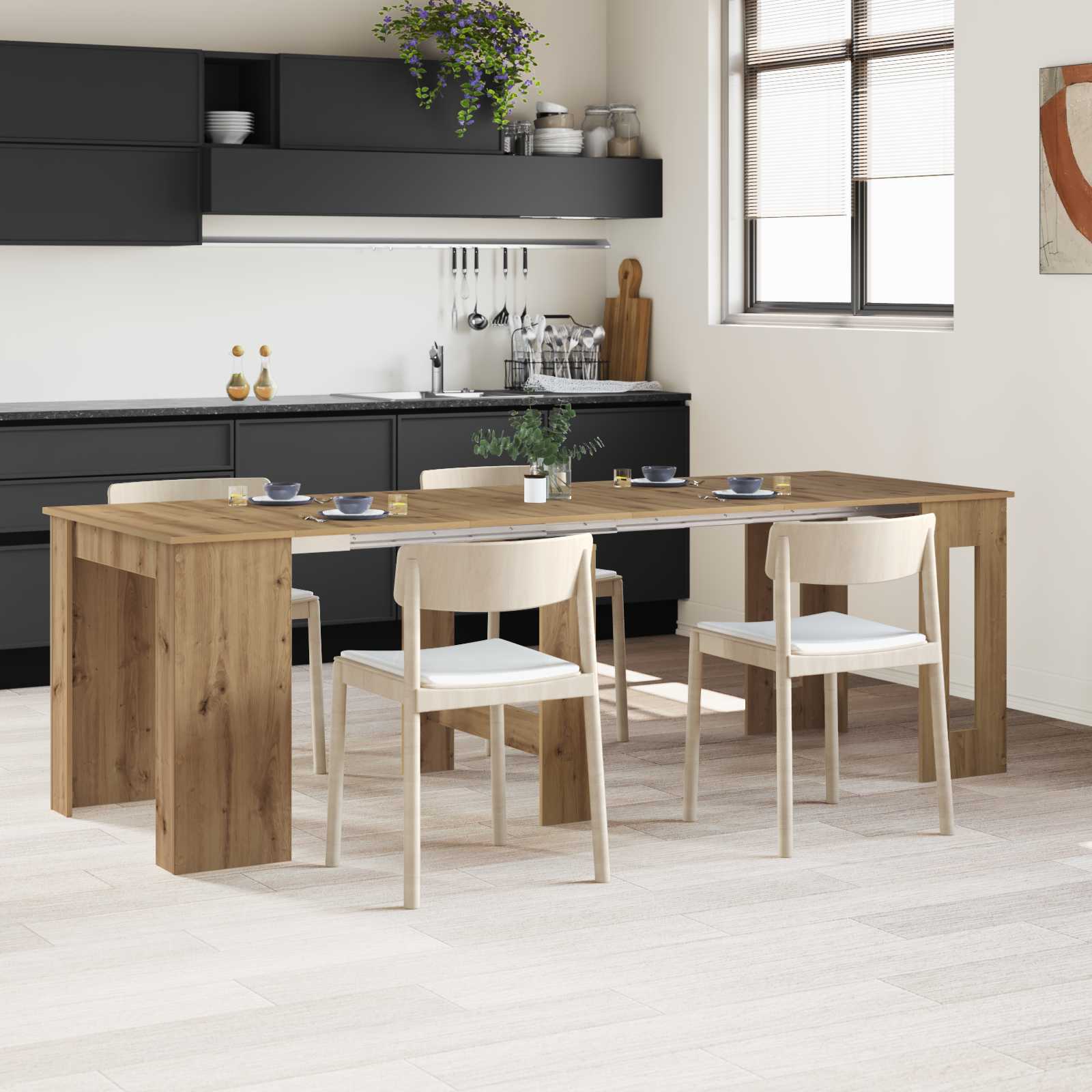 Matbord 240 x 85 x 75 cm Konstruerat trä Artisan-ek Rektangulär