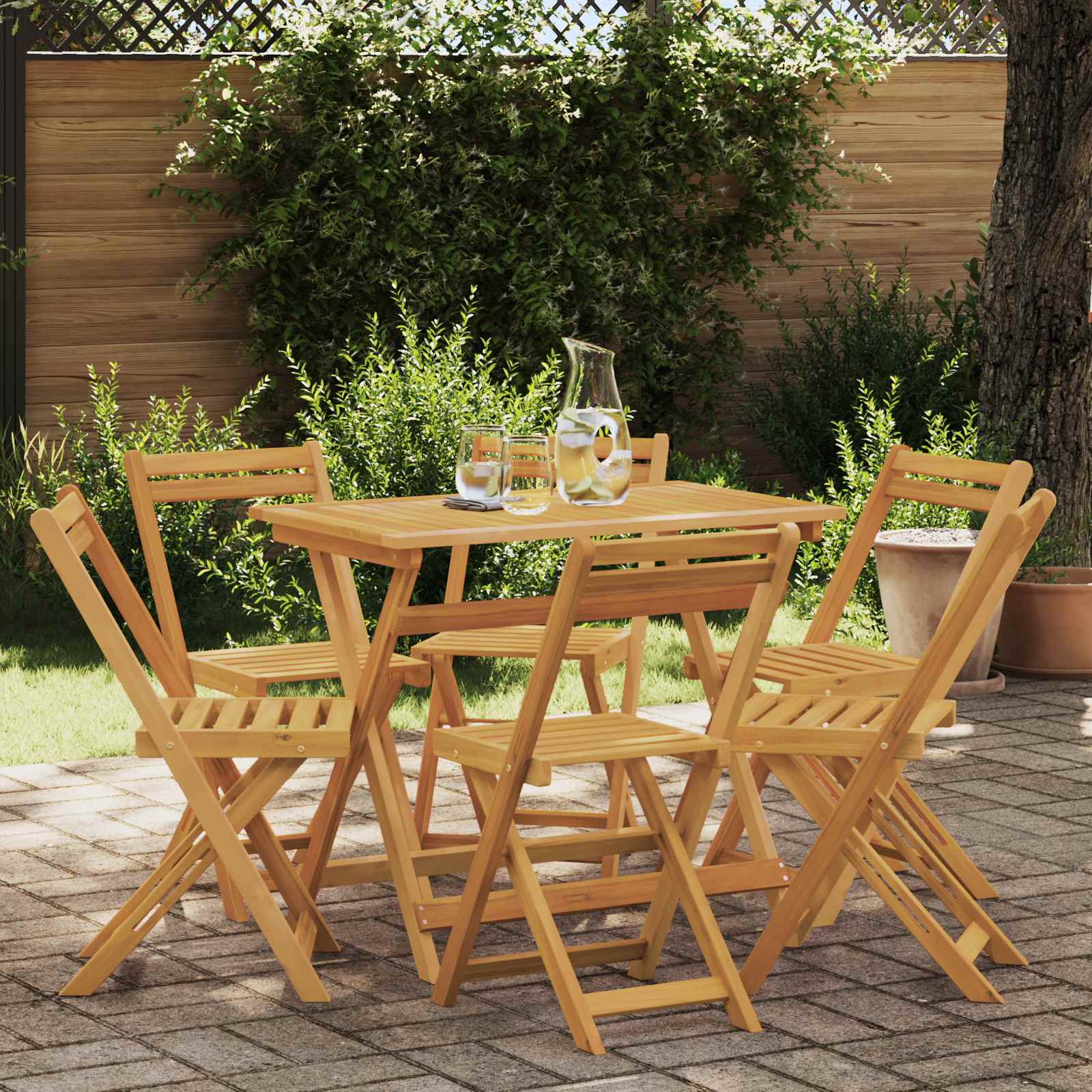 Fällbara Trädgårdsstolar 6 pcs Naturfärg 40 x 53 x 80 cm