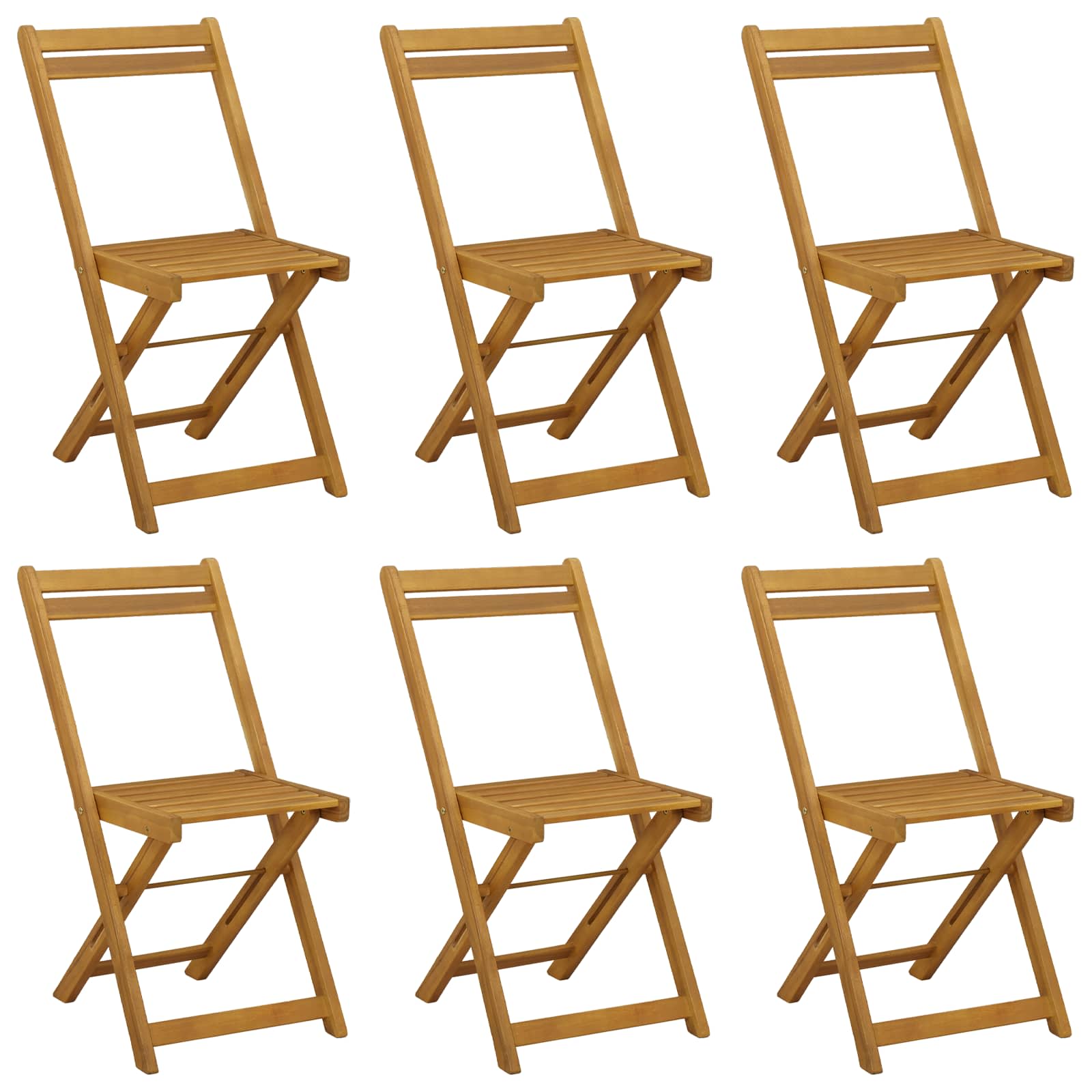 Fällbara Trädgårdsstolar 6 pcs Naturfärg 40 x 53 x 80 cm