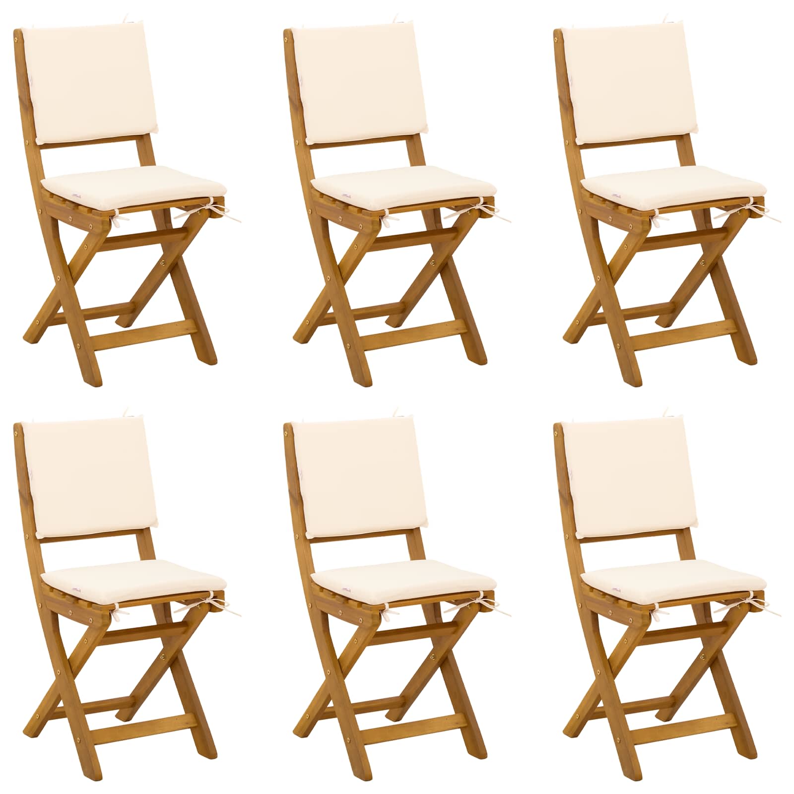 Utemöbler Bistro Stolar 6 pcs Gräddvit 38 x 46 x 85 cm