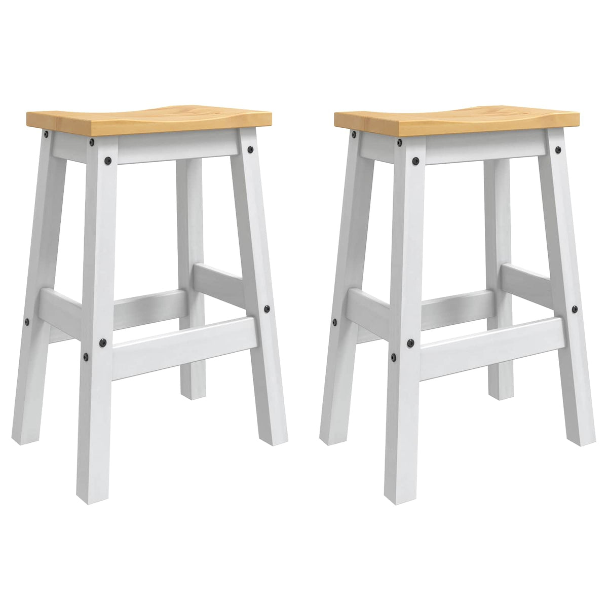 Barpall 2 st Vit och Honungsvax 44 x 30 x 63 cm Massivt furu