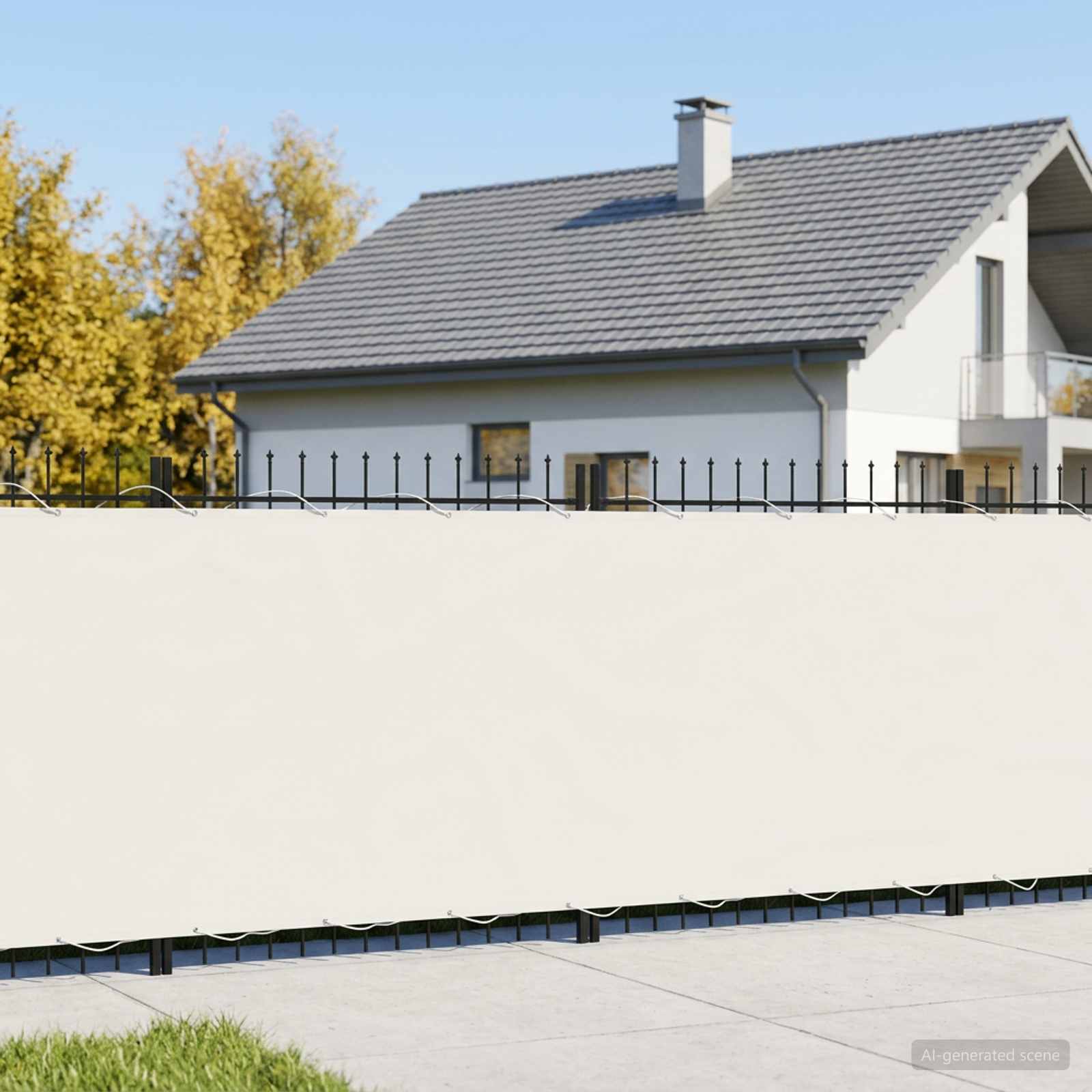 Balkongskärm 200 x 200 cm Tyg med PU-beläggning Vit