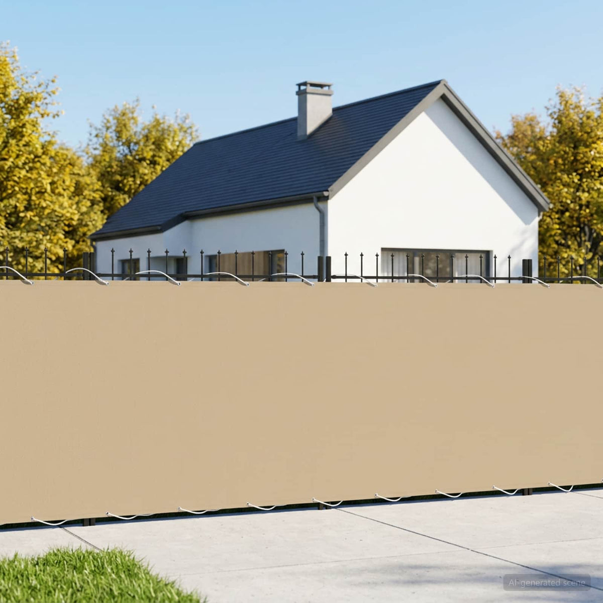 Balkongskärm 150 x 200 cm Tyg med PU-beläggning Beige