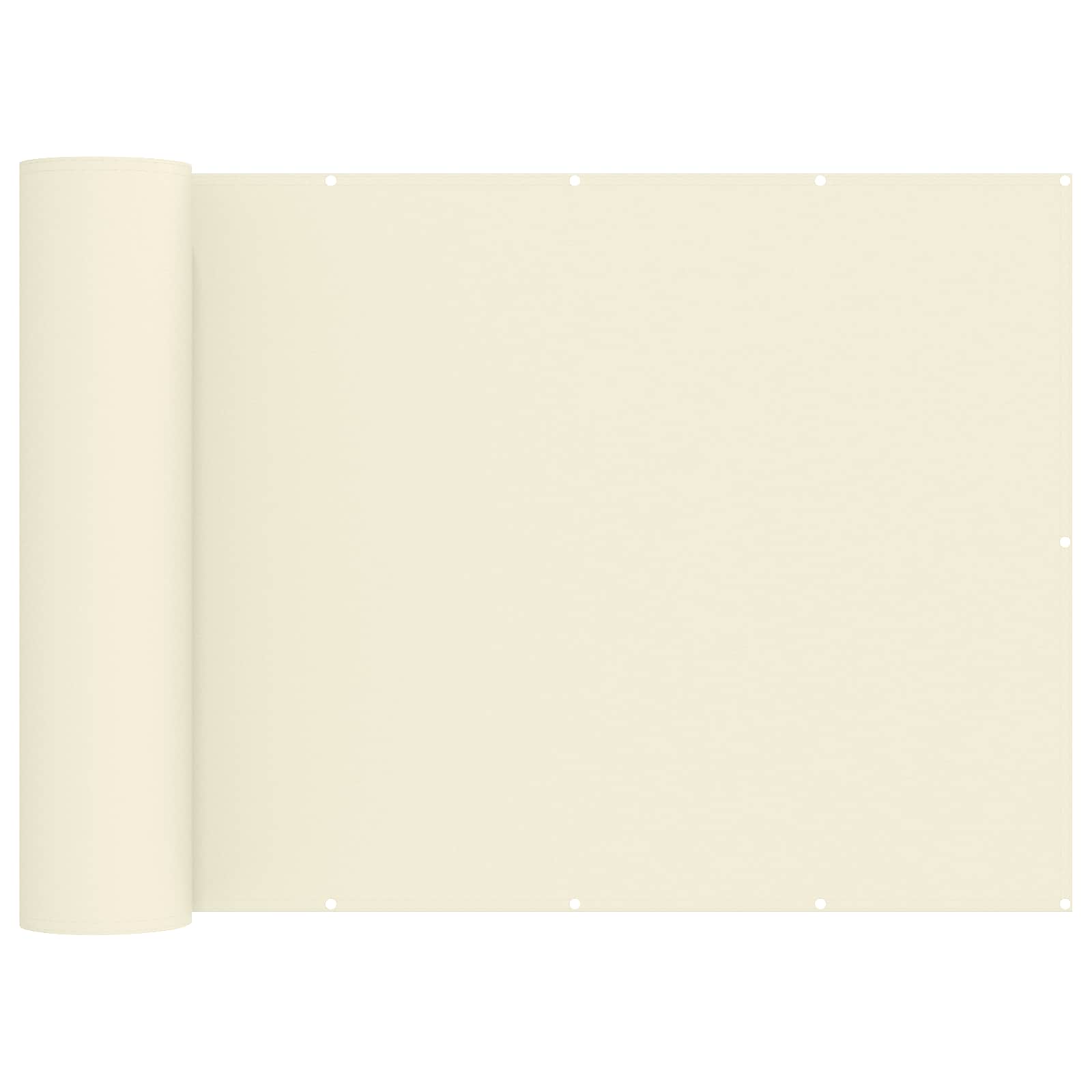 Balkongskärm 200 x 800 cm Tyg med PU-beläggning Gräddvit