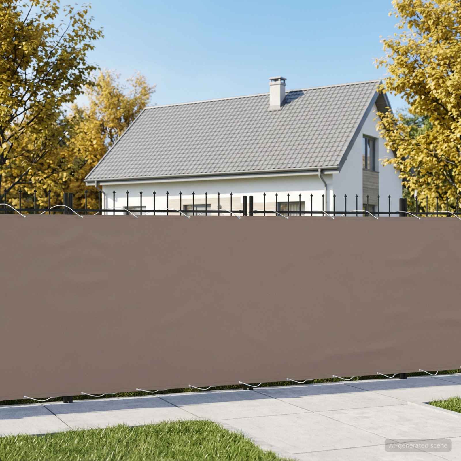 Balkongskärm 150 x 600 cm Tyg med PU-beläggning Taupe