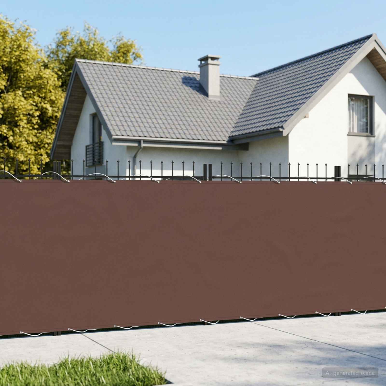 Balkongskärm 200 x 600 cm Tyg med PU-beläggning Brun