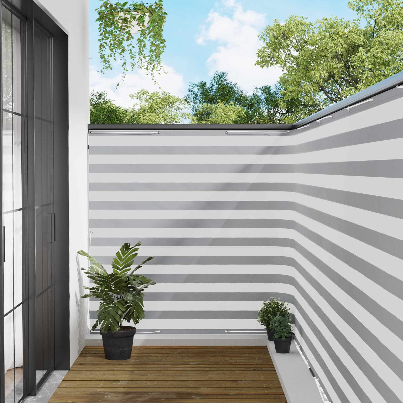 Balkongskärm 150 x 700 cm Tyg med PU-beläggning