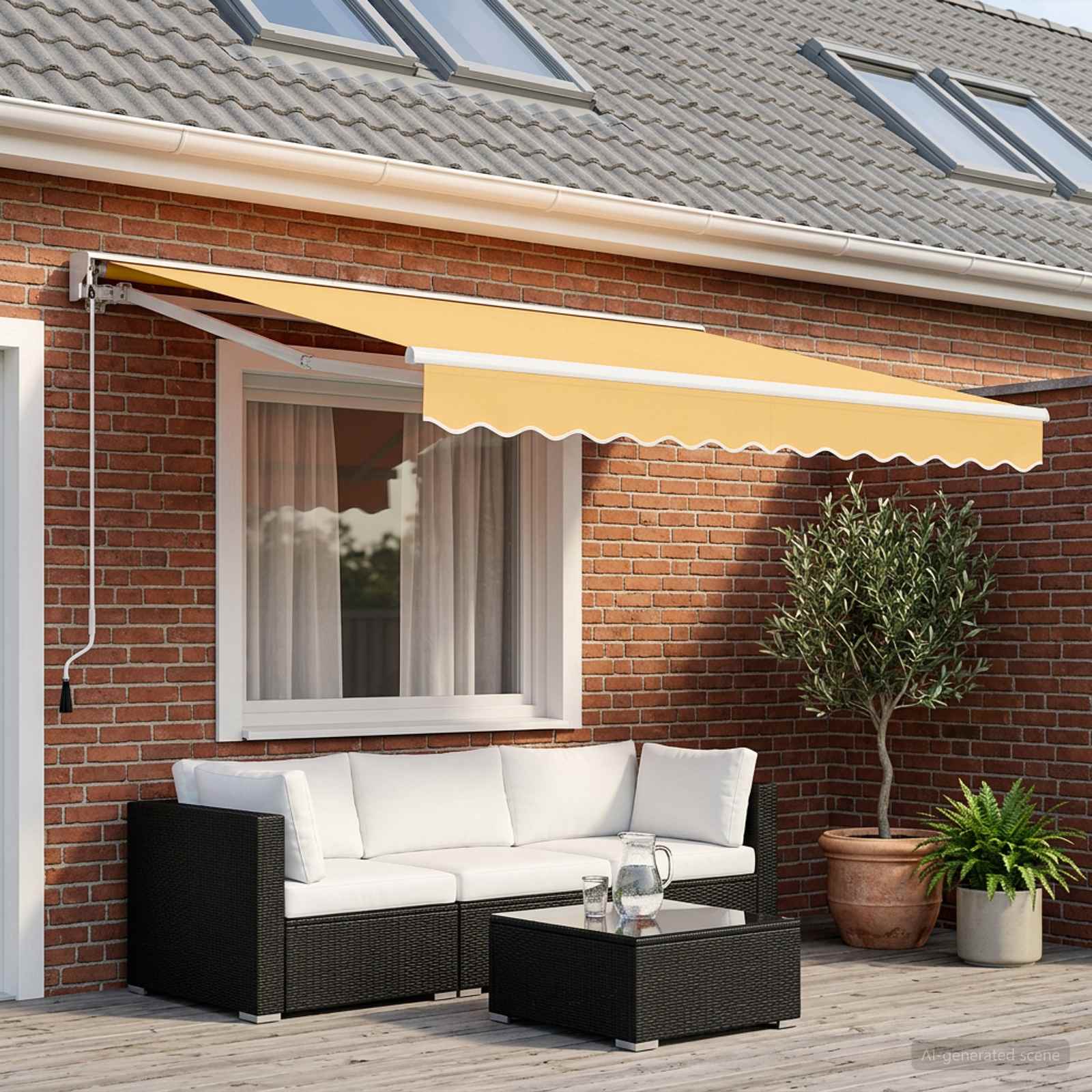 Utdragbar markis Sand 4 x 2 m Polyester och aluminium