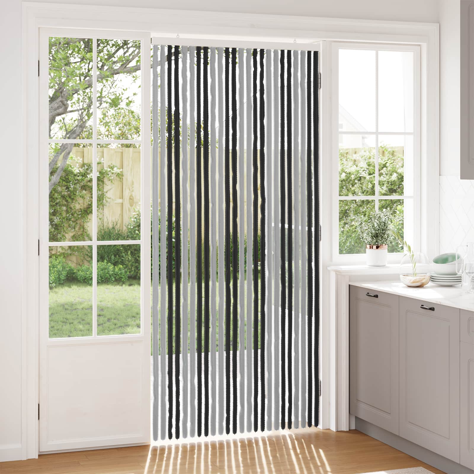 Insektsgardin Chenille Grå och svart 100 x 220 cm 100% PP
