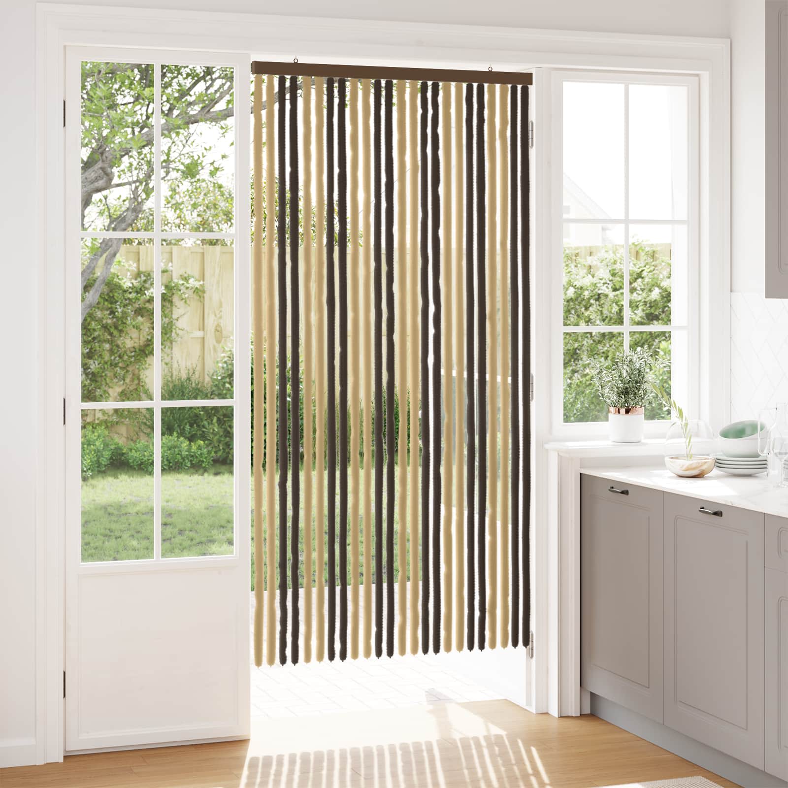 Insektsgardin Chenille Mörkbrun och Beige 100 x 200 cm 100% PP