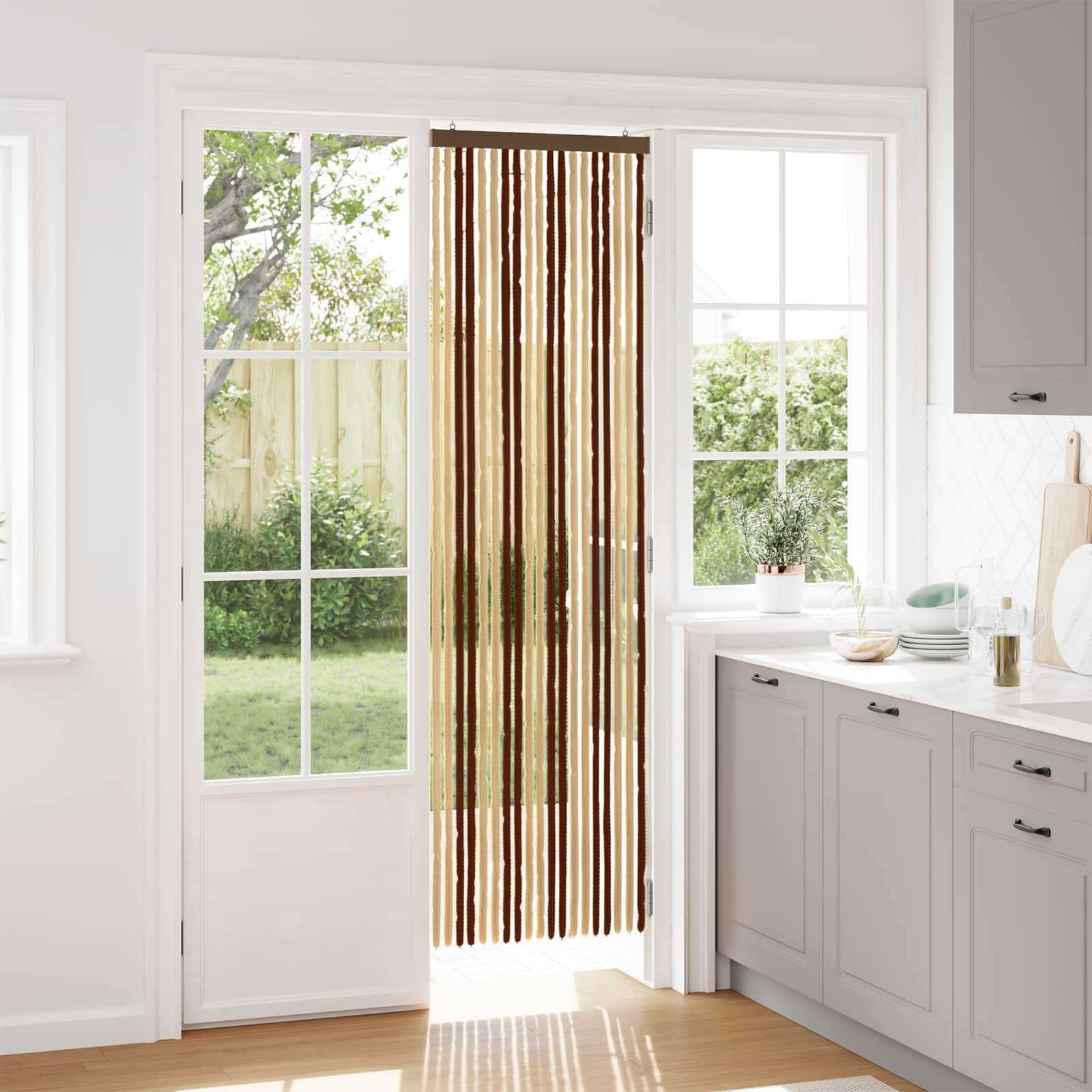 Insektsgardin Chenille Brun och beige 56 x 200 cm 100% PP