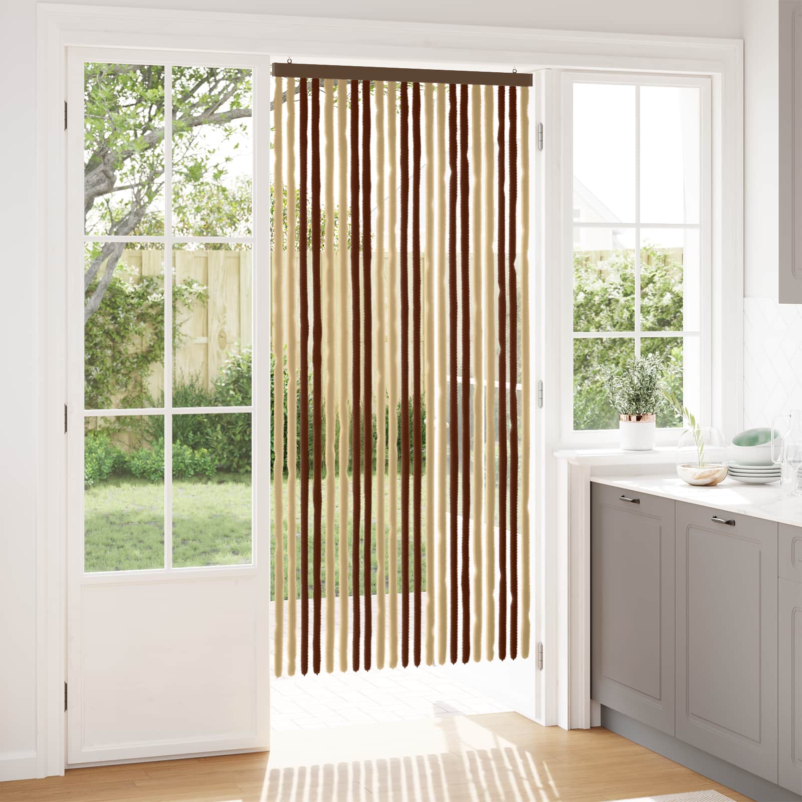 Insektsgardin Chenille Brun och beige 90 x 200 cm 100% PP