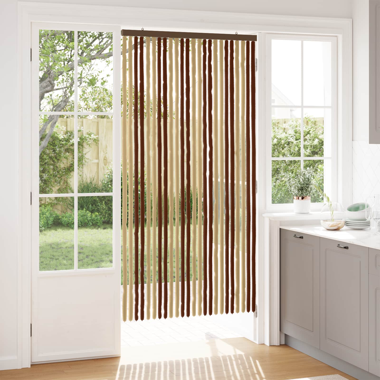 Insektsgardin Chenille Brun och beige 100 x 200 cm 100% PP
