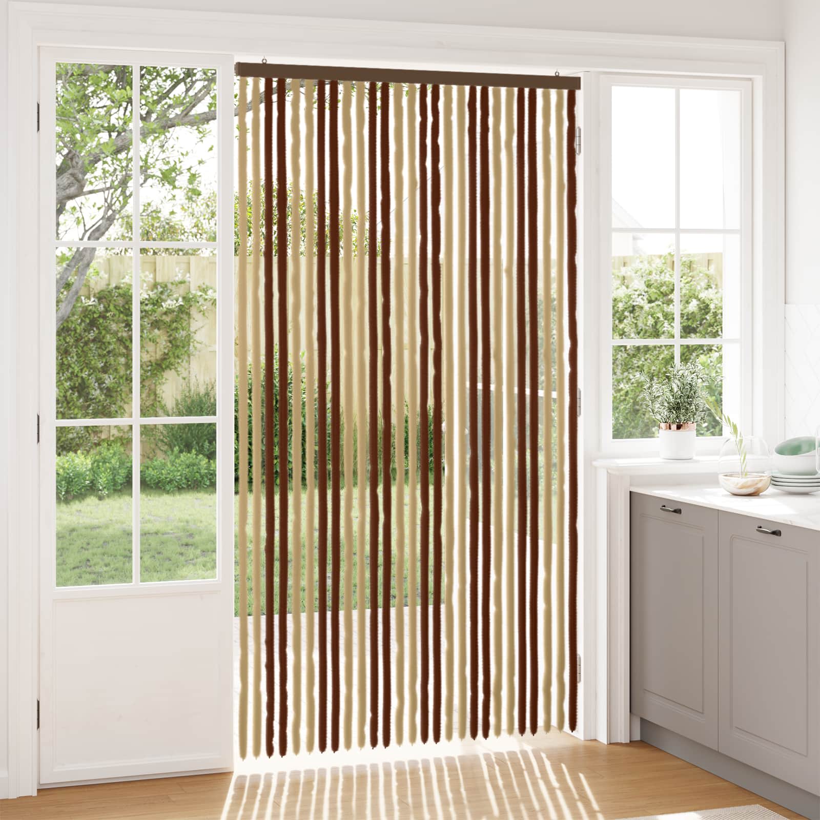 Insektsgardin Chenille Brun och beige 118 x 220 cm 100% PP