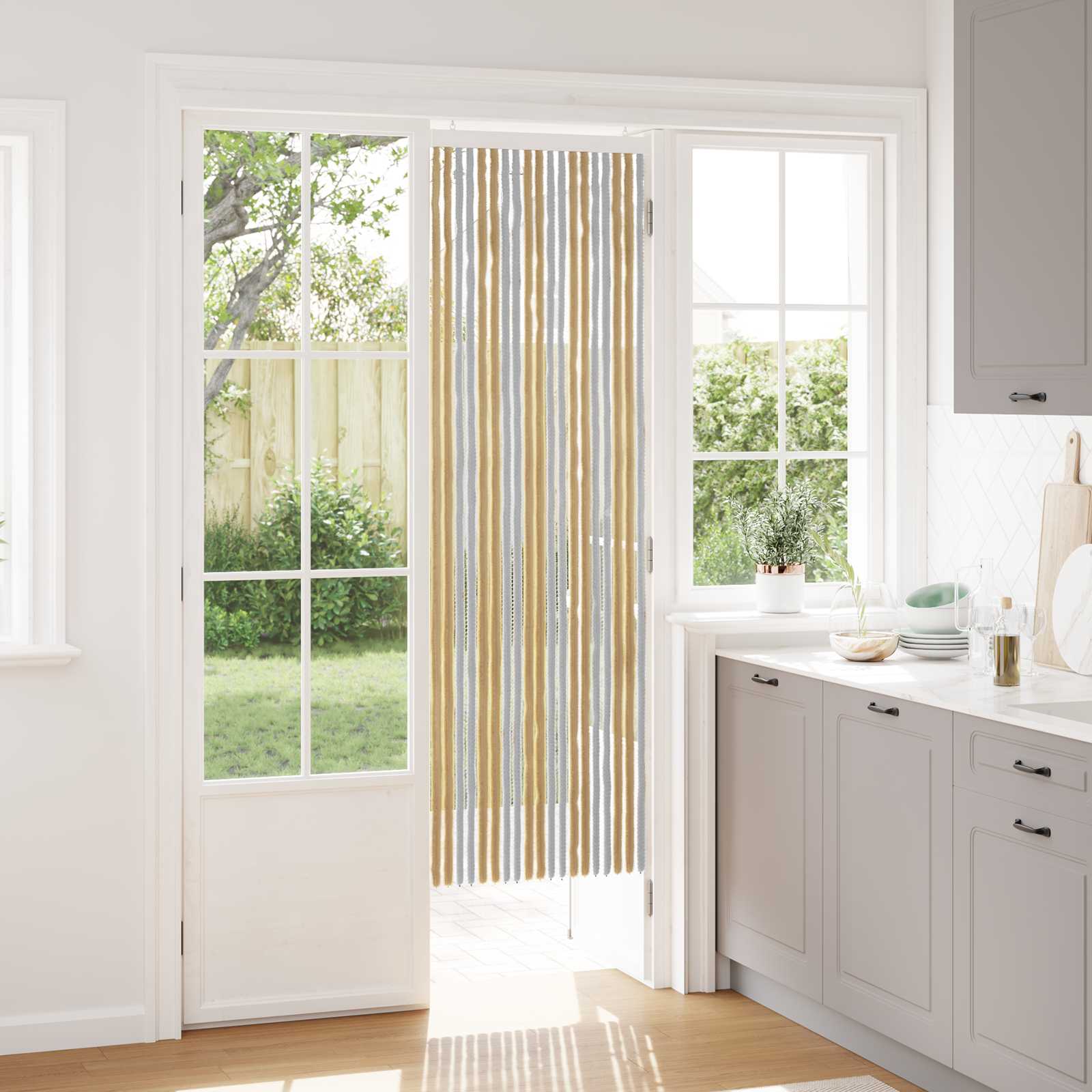 Insektsgardin Chenille Grå och Beige 56 x 185 cm 100% PP