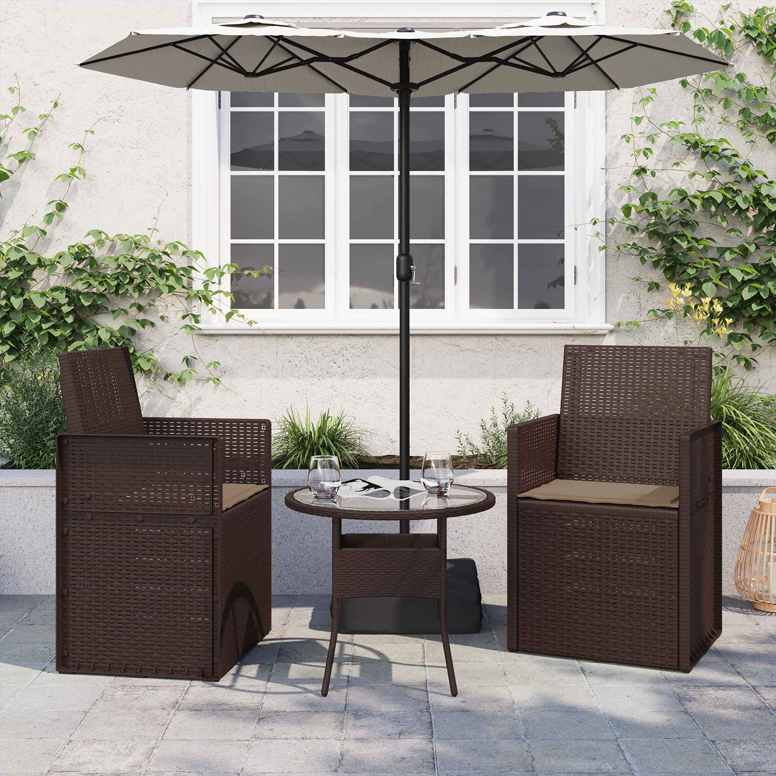 Sittkuddar 2 st Polyester Taupe 47 x 36 x 2 cm