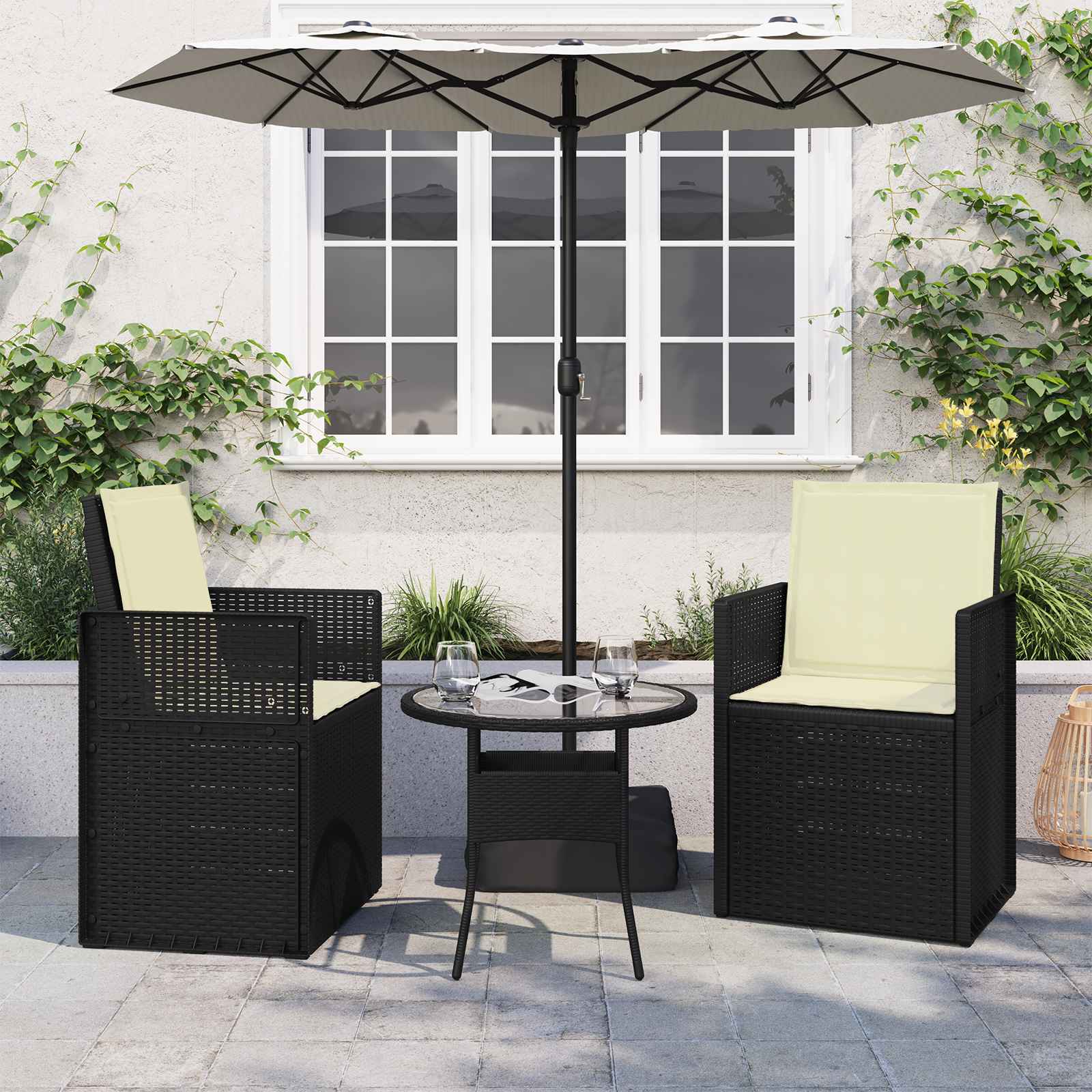 Sitt- och Ryggkuddar Polyester Gräddvit 47 x 45 x 2 cm
