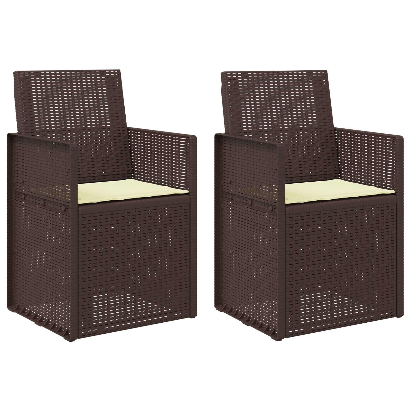 Trädgårdsmatstolar 2 pcs Brun och gräddvit PP
