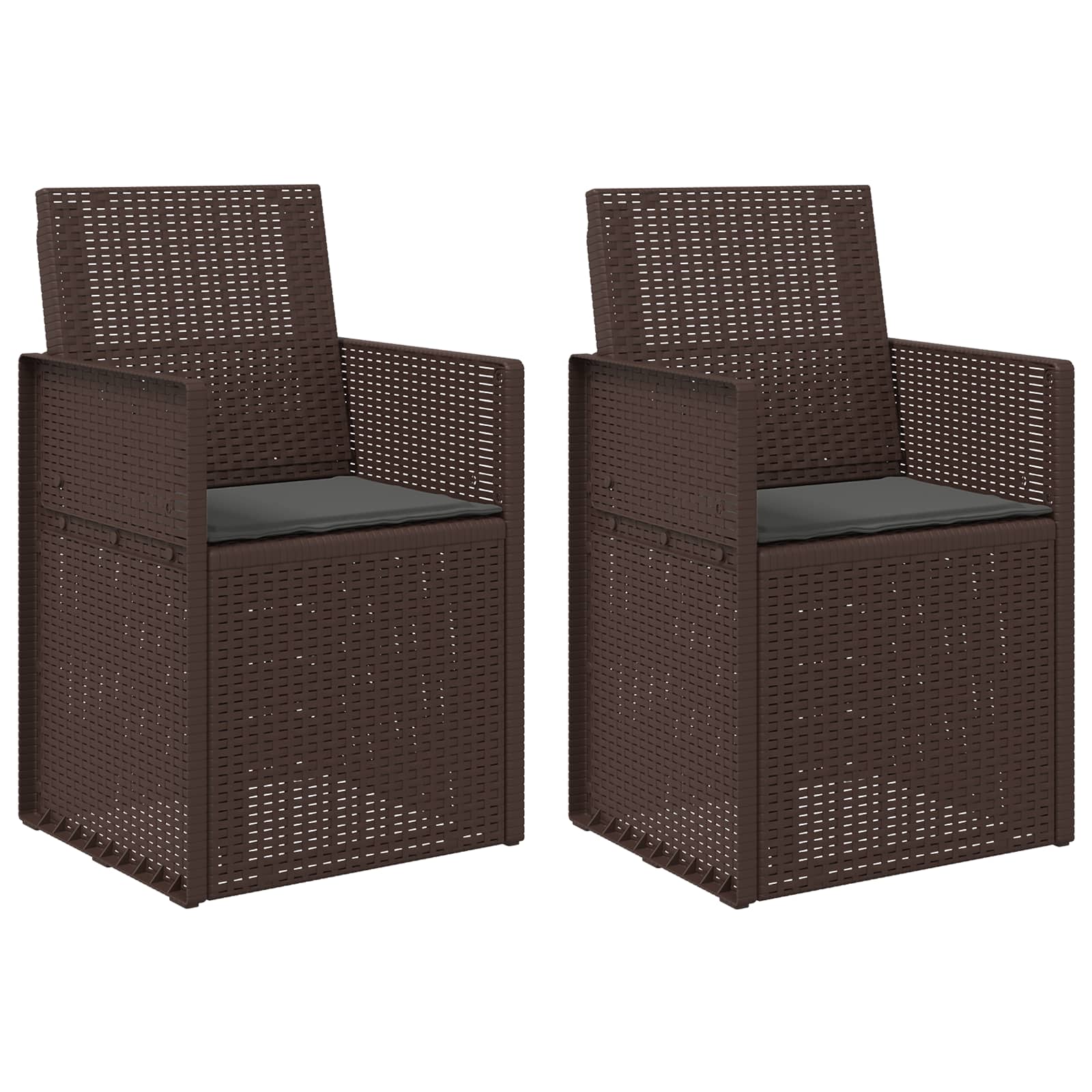 Trädgårdsmatstolar 2 pcs Brun och antracit PP