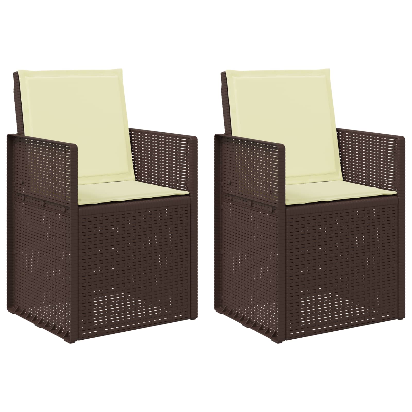Trädgårdsmatstolar 2 pcs Brun och gräddvit PP