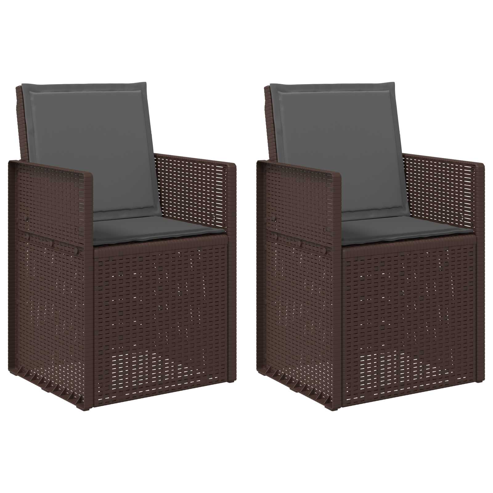 Trädgårdsmatstolar 2 pcs Brun och antracit PP