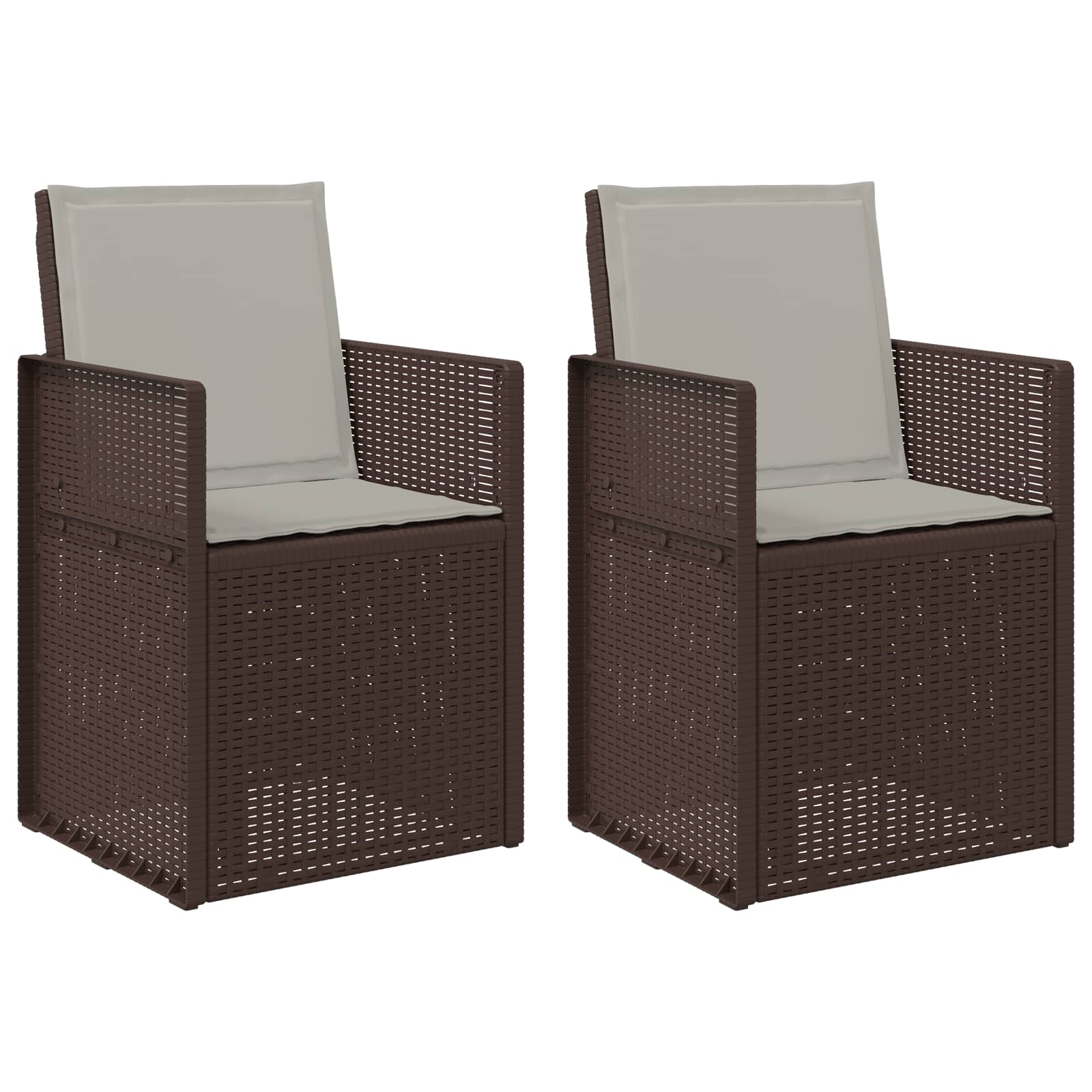 Trädgårdsmatstolar 2 pcs Brun och ljusgrå PP