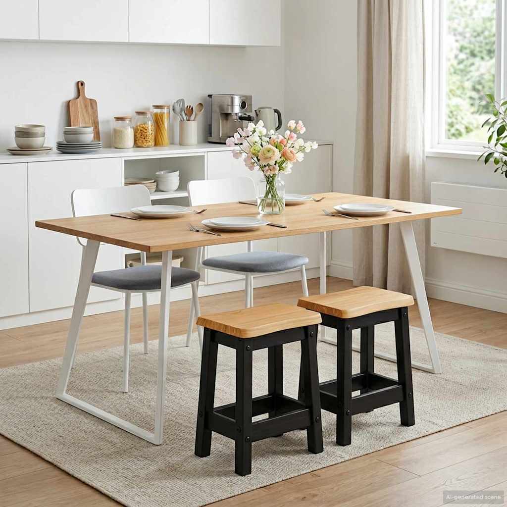 Barpall EKAI 2 st Svart 40 x 29 x 45,5 cm Massiv furu