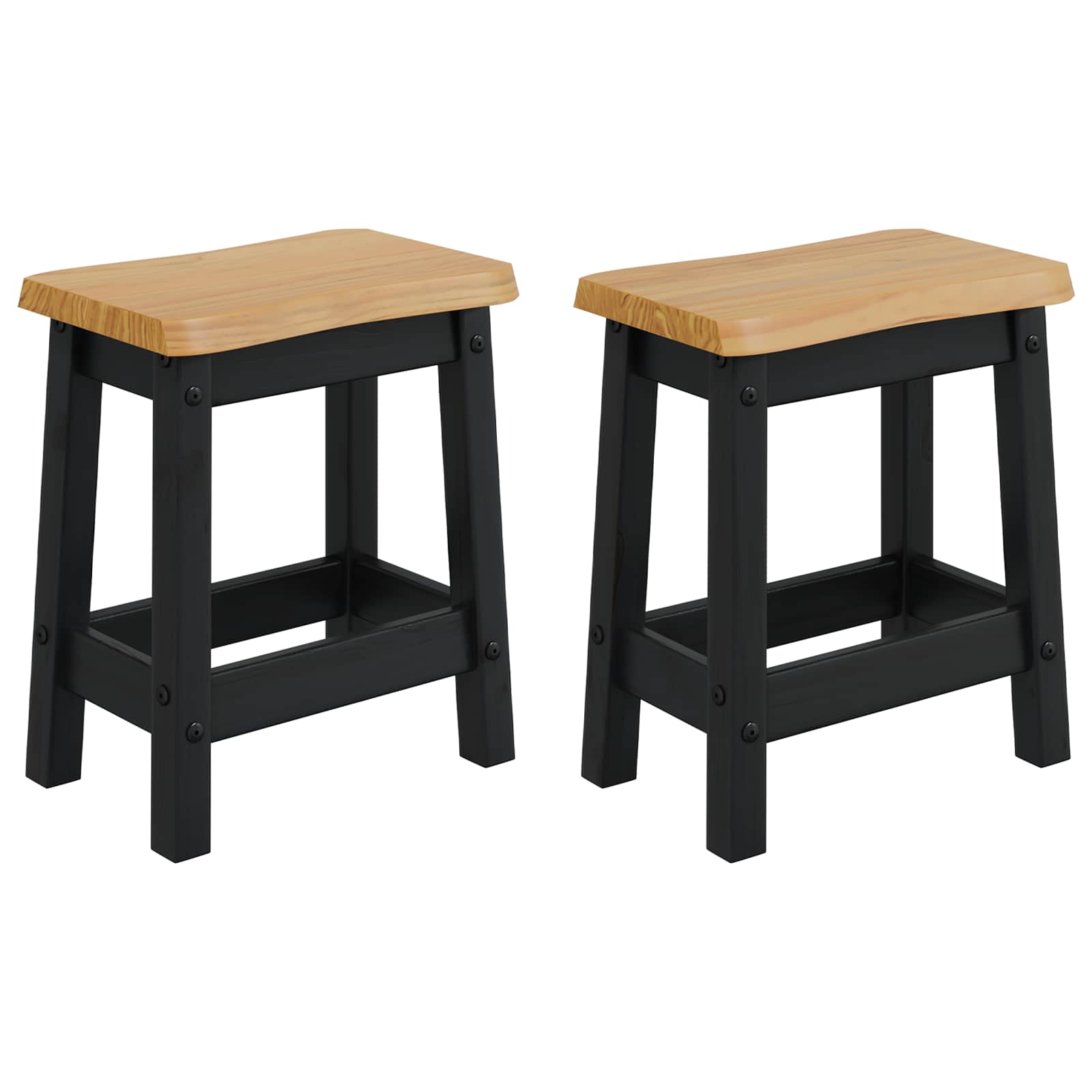 Barpall EKAI 2 st Svart 40 x 29 x 45,5 cm Massiv furu