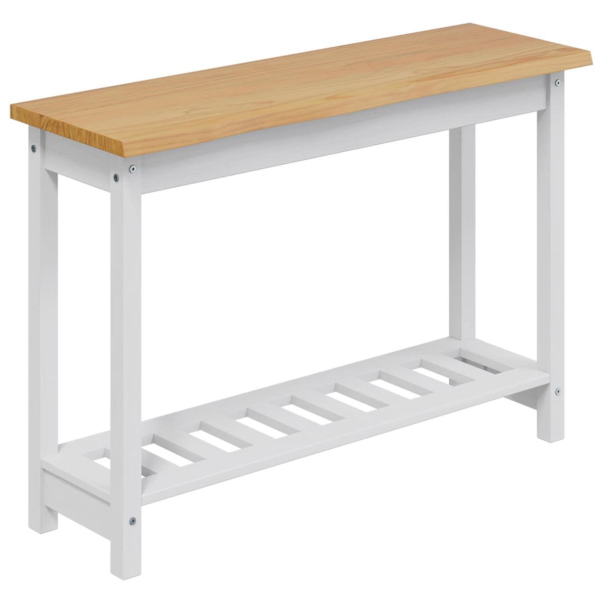 Konsolbord med hylla EKAI Vit 112 x 35 x 76 cm Massiv furu