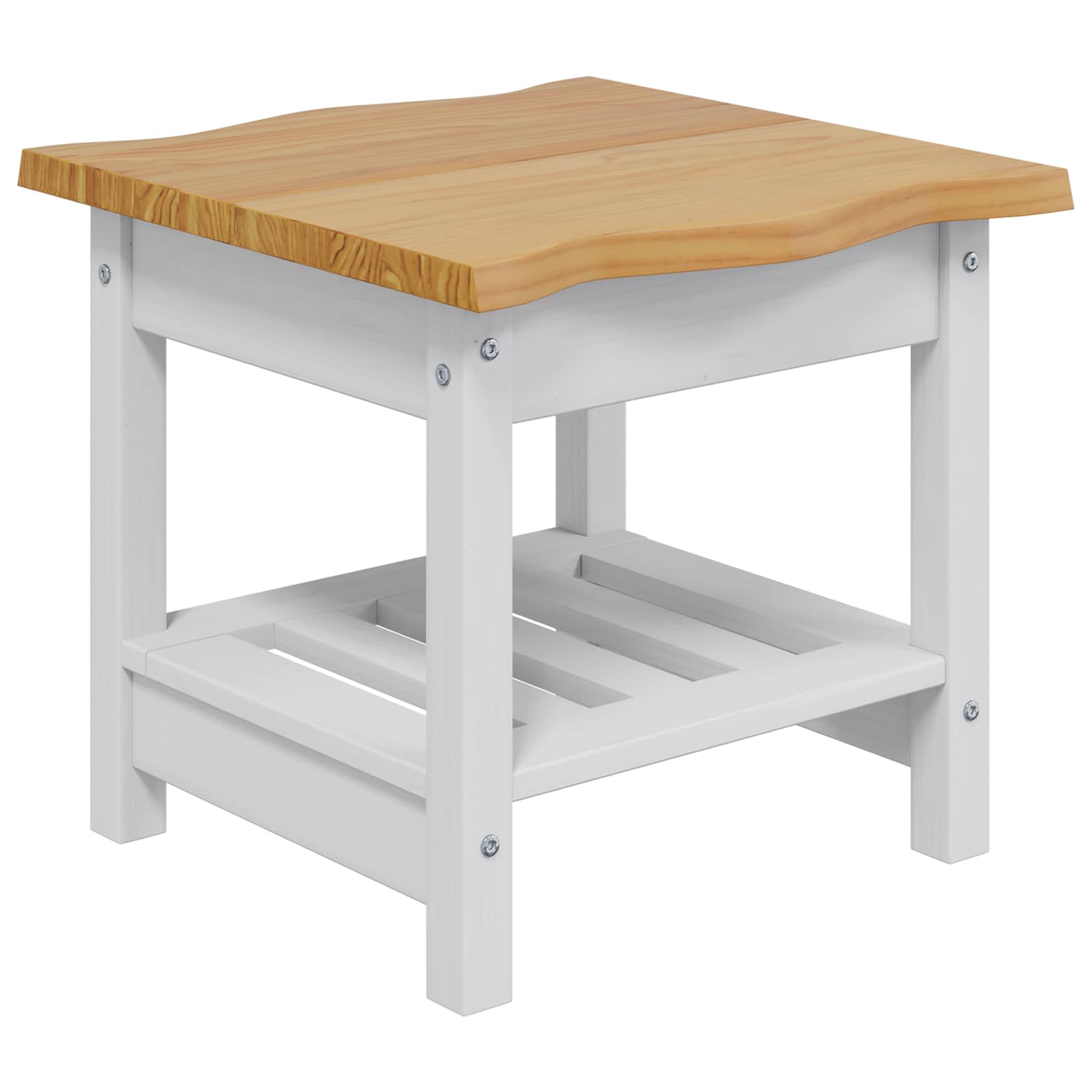 Sidobord med hylla EKAI Vit 50 x 50 x 45,5 cm Massiv furu
