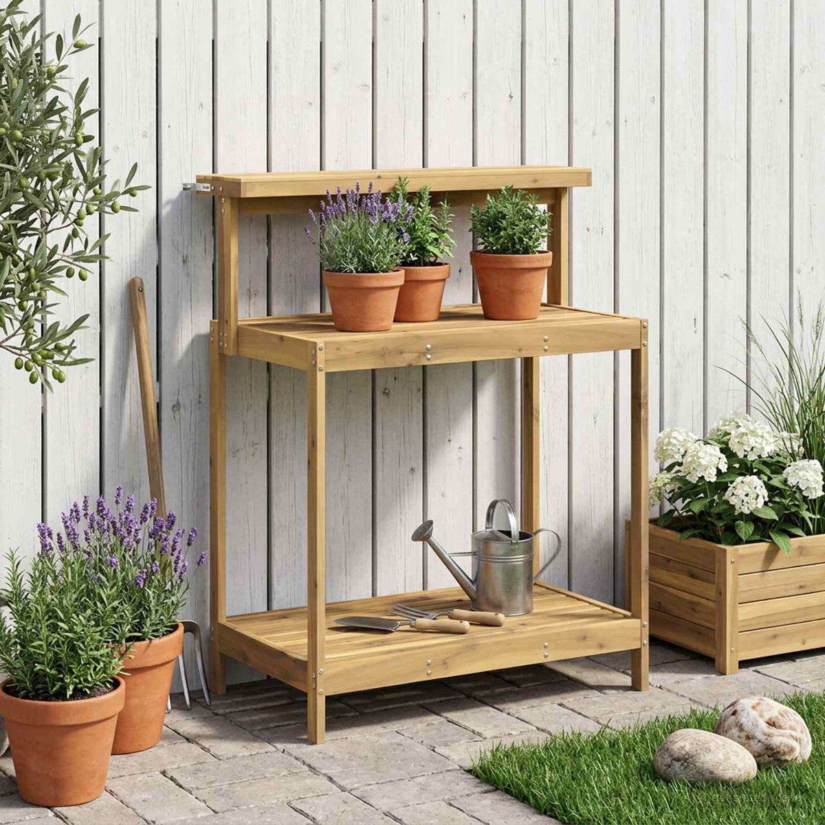 Utomhus planteringsbänk 86,5 x 48,5 x 106 cm Massivt Akaciaträ