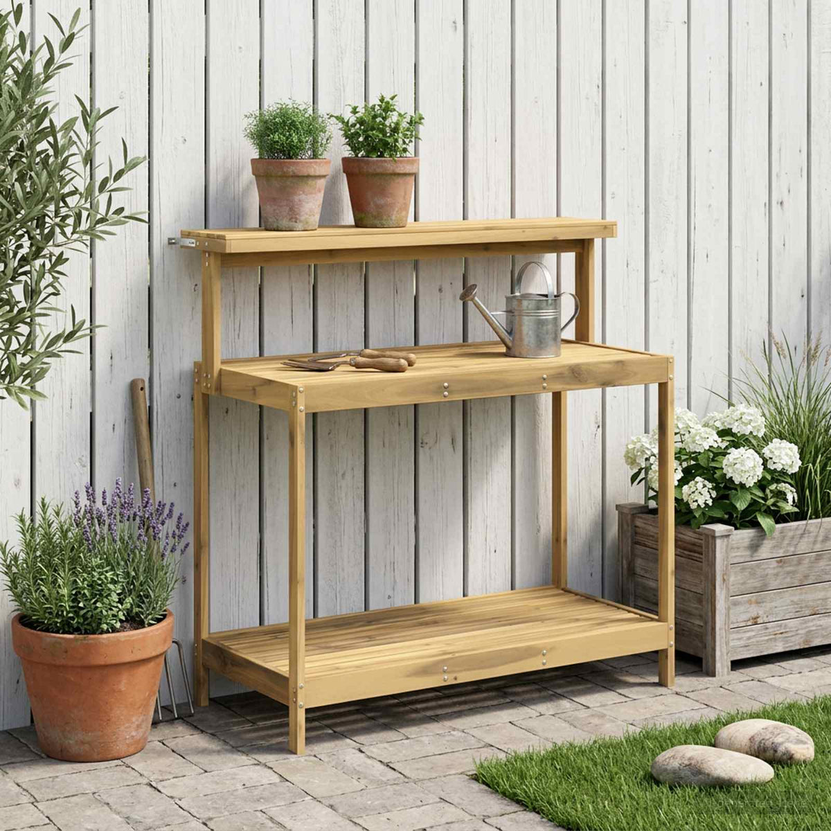 Utomhus planteringsbänk 111,5 x 48,5 x 107 cm Massivt Akaciaträ