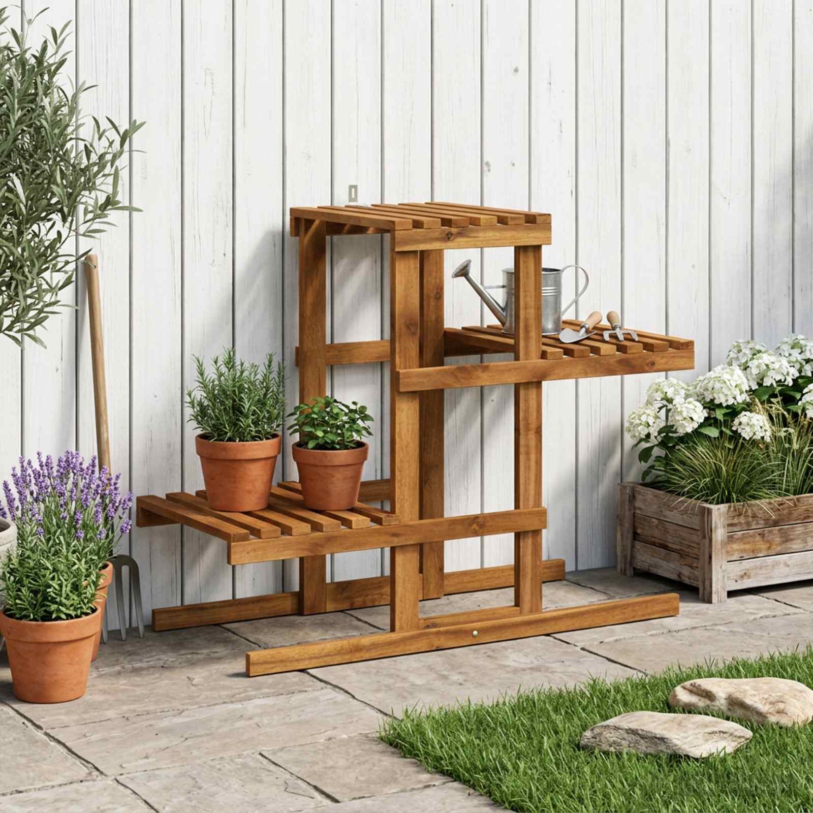 Växtställ Naturlig 82 x 36 x 60 cm Massivt Akaciaträ