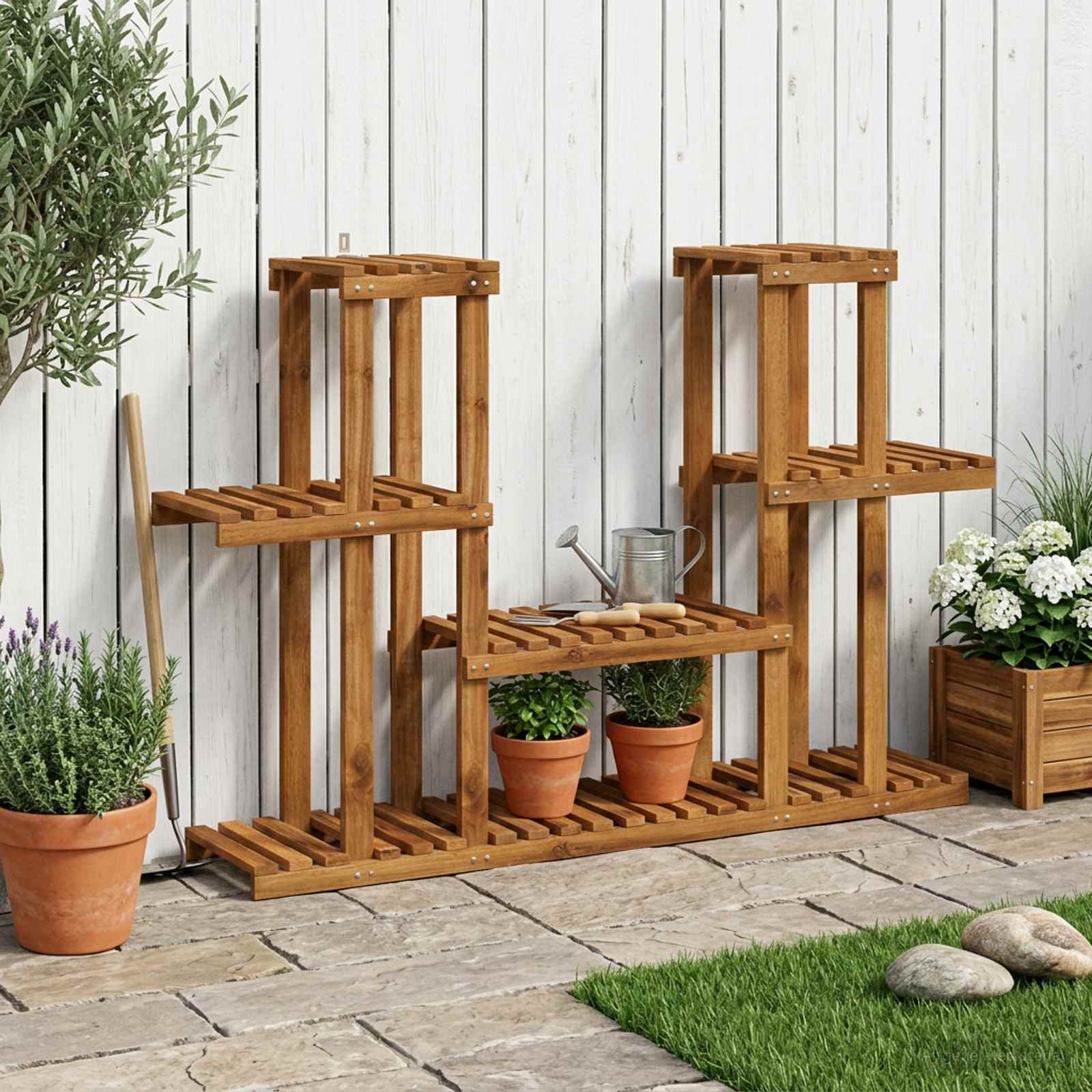 Växtställ Naturlig 123 x 25 x 78,5 cm Massivt Akaciaträ