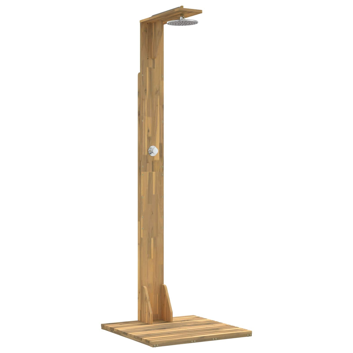 Utomhus Dusch 219 cm Massiv akaciaträ och rostfritt stål Vit