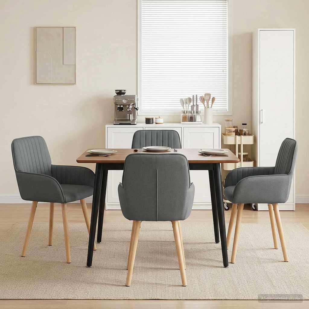 Matstolar 4 pcs Tyg Mörkgrå 56,5 x 50 x 87,5 cm