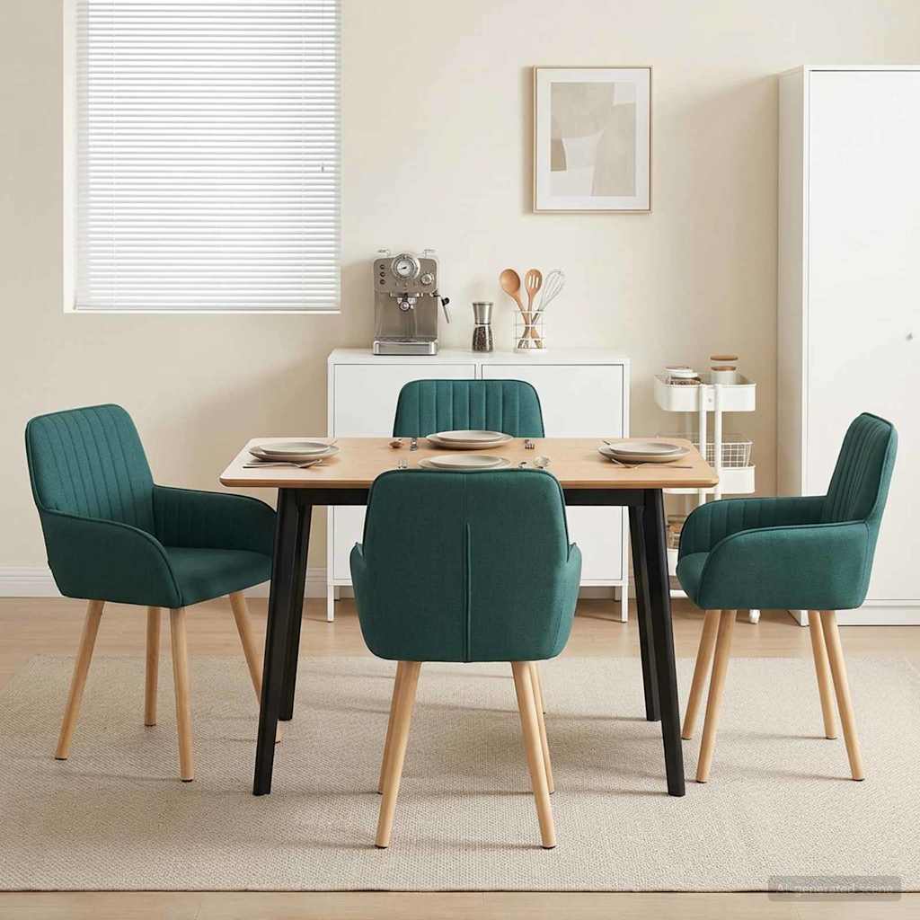 Matstolar 4 pcs Tyg Mörkgrön 56,5 x 50 x 87,5 cm