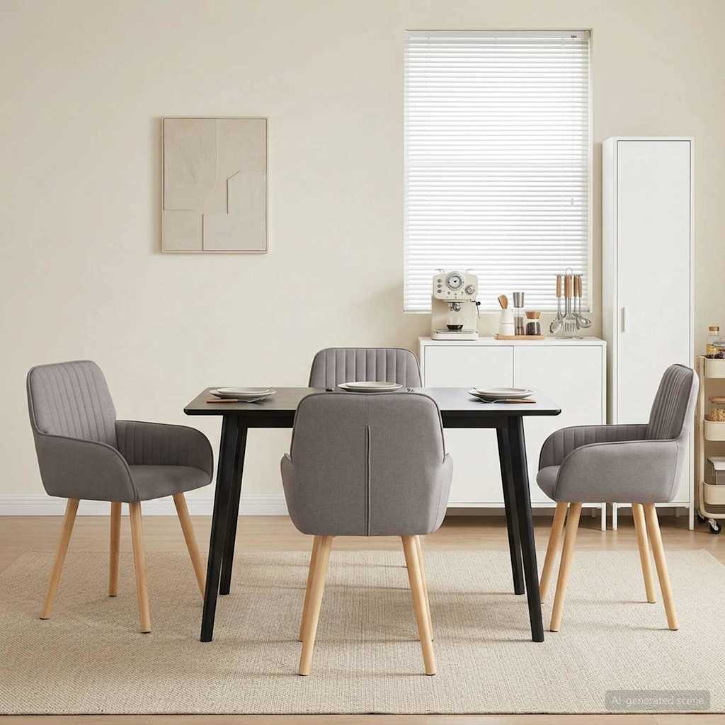 Matstolar 4 pcs Tyg Taupe 56,5 x 50 x 87,5 cm