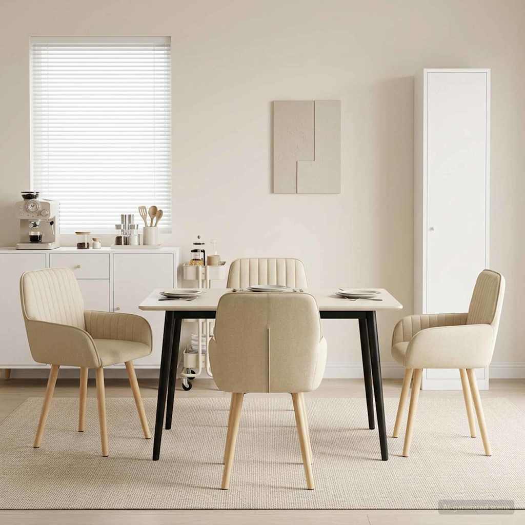 Matstolar 4 pcs Tyg Gräddvit 56,5 x 50 x 87,5 cm