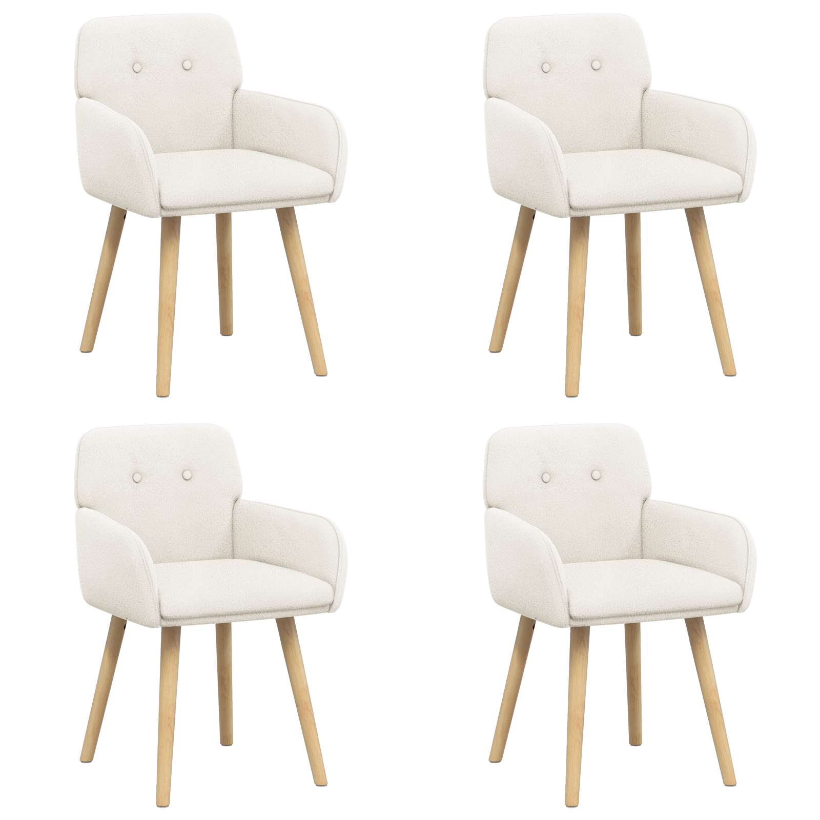 Matstolar 4 pcs Bouclé Gräddvit 59 x 57 x 85 cm