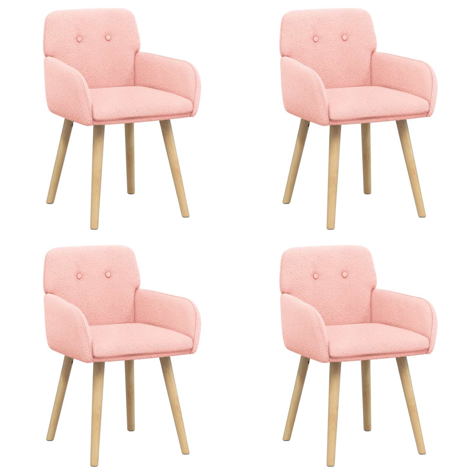 Matstolar 4 pcs Bouclé Rosa 59 x 57 x 85 cm