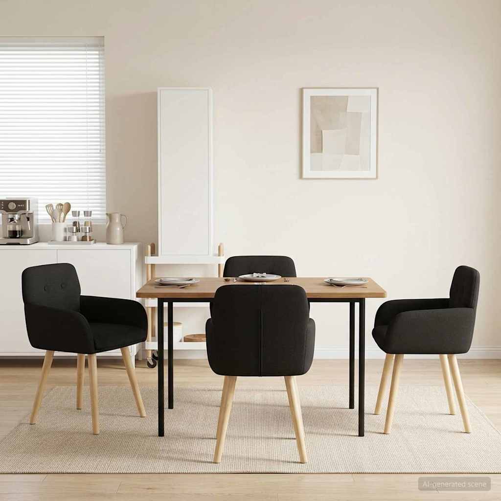 Matstolar 4 pcs Bouclé Svart 59 x 57 x 85 cm