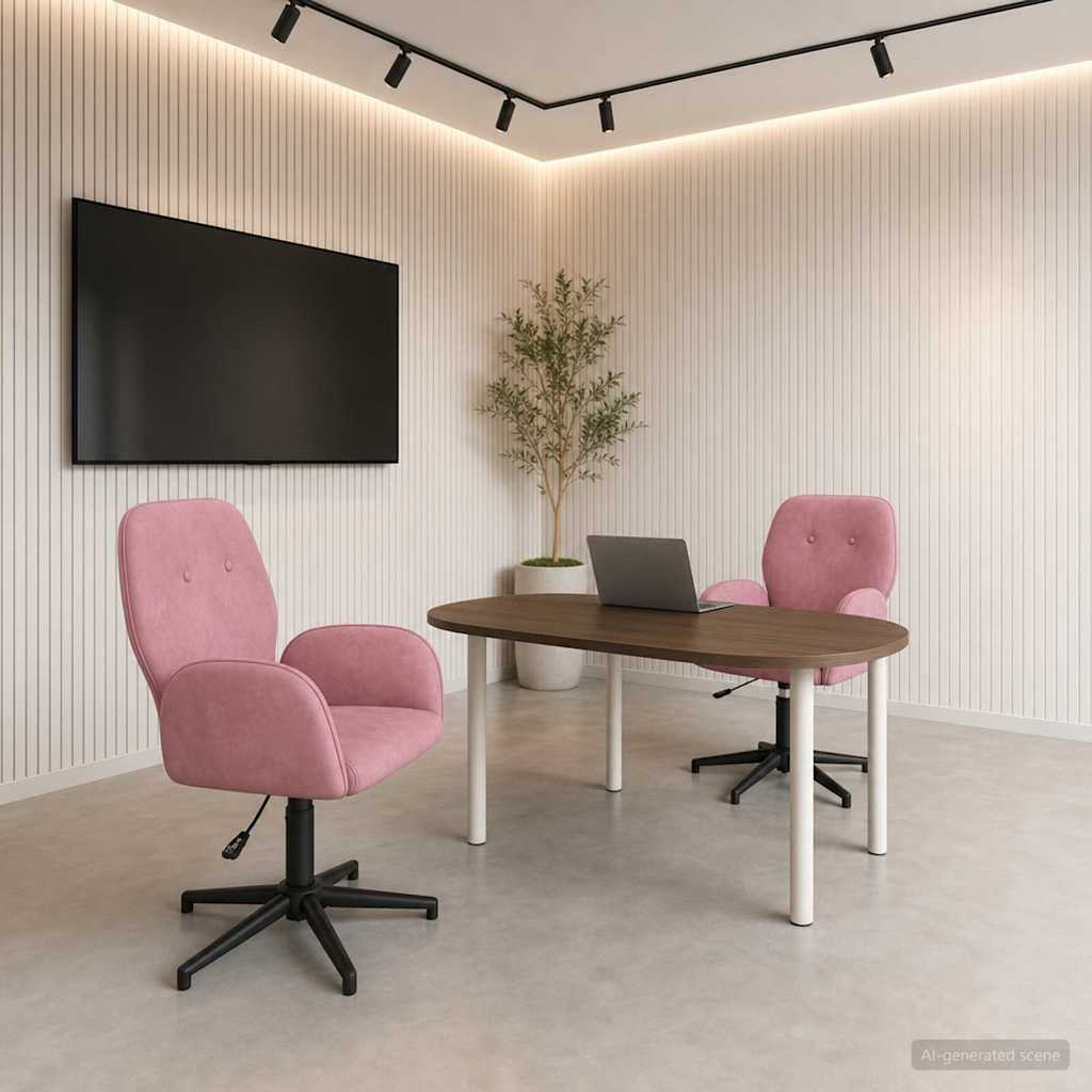 Svängbara skrivbordsstolar 2 st 54 x 55 x 90 cm Rosa Sammet