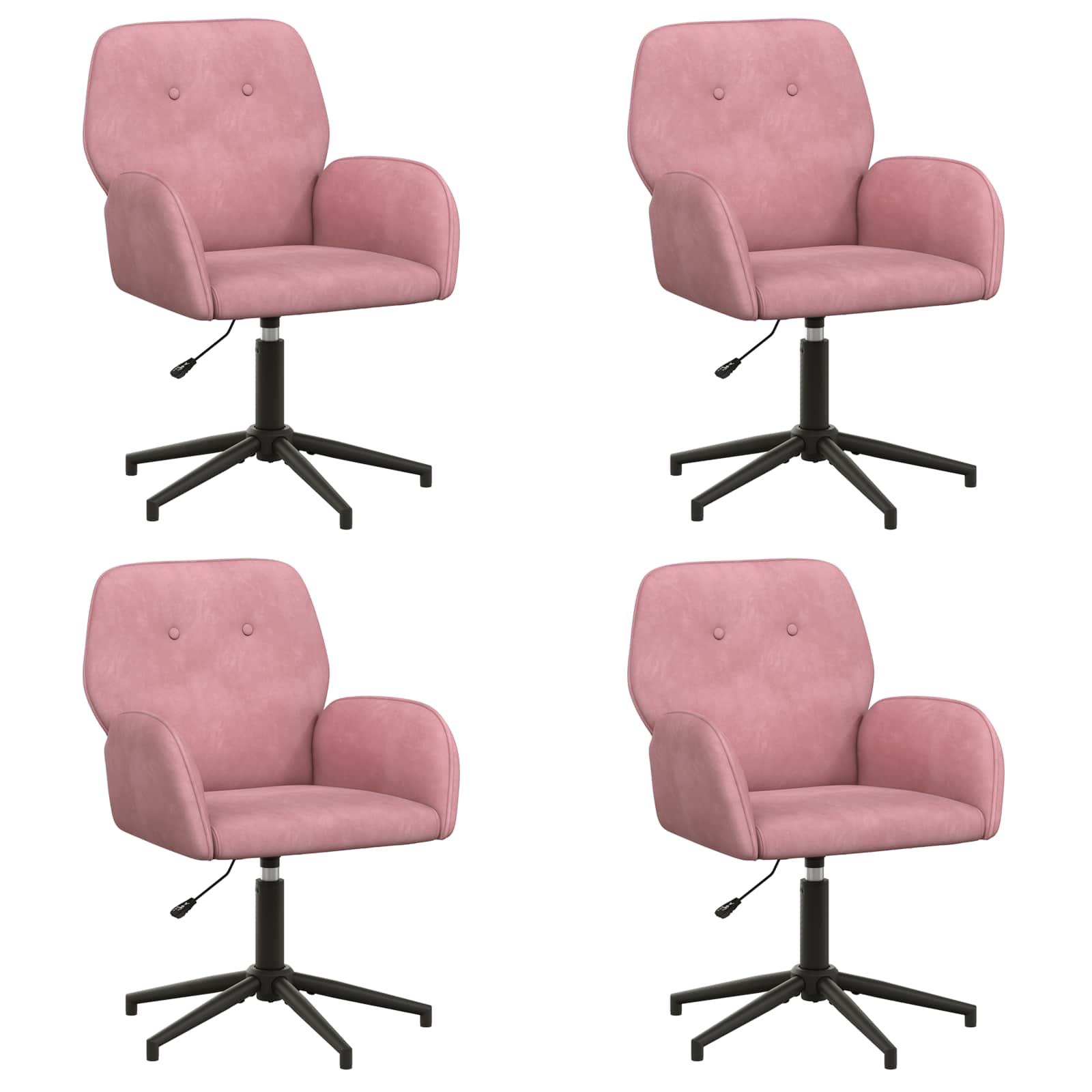 Svängbara skrivbordsstolar 4 st 54 x 55 x 90 cm Rosa Sammet