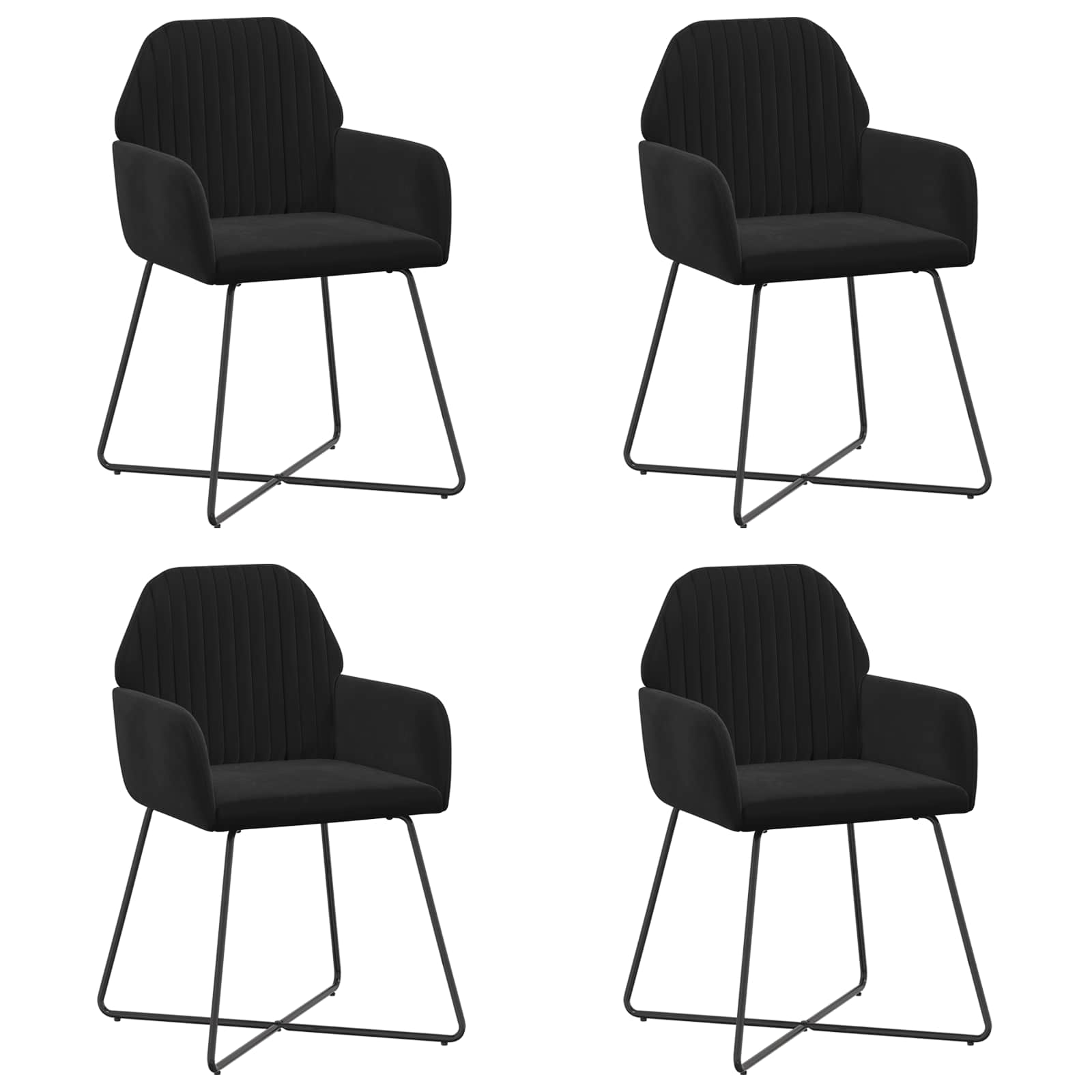 Matstolar 4 pcs Sammet Svart 55 x 50 x 84 cm