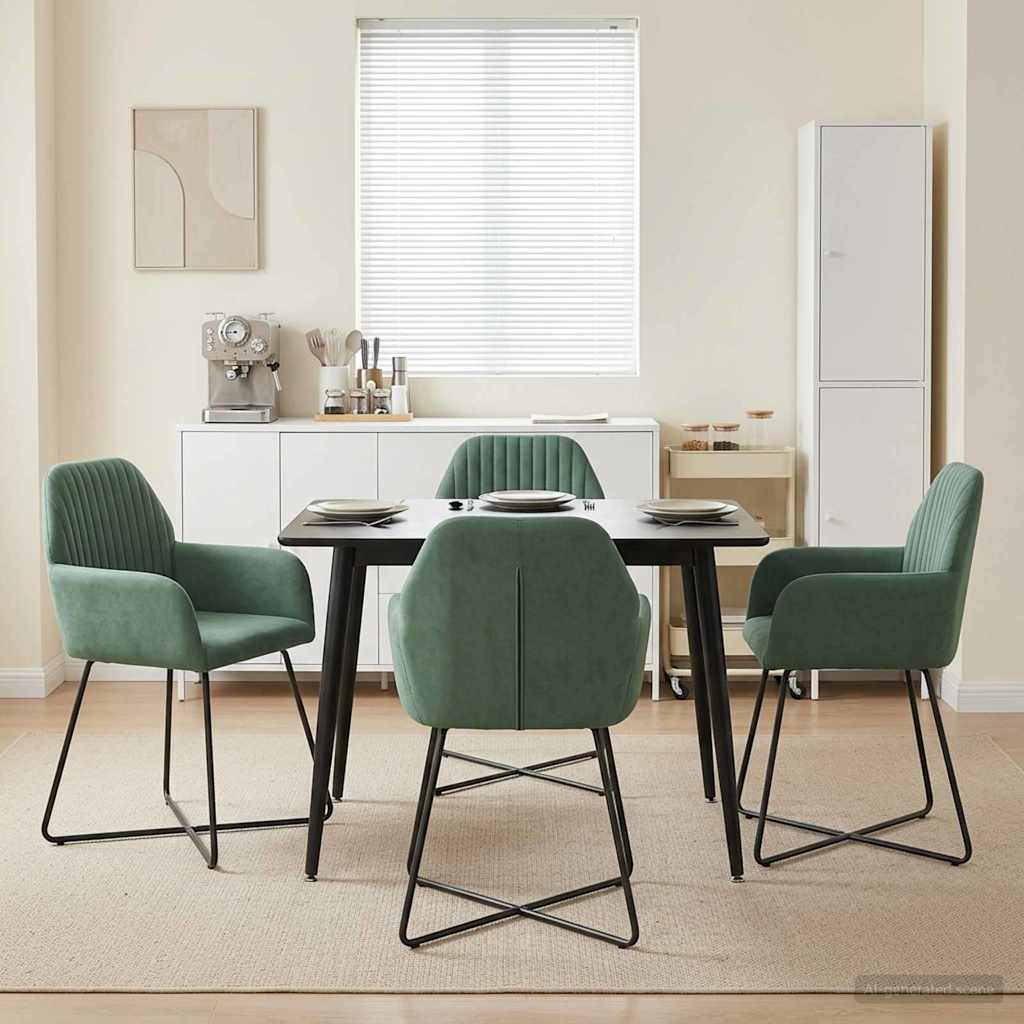 Matstolar 4 pcs Sammet Havgrön 55 x 50 x 84 cm