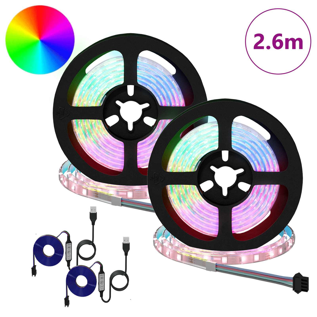 LED Band 2 st Svart och Transparent Koppar och plast