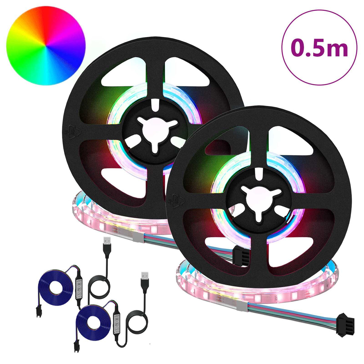 LED Band 2 st Svart och Transparent Koppar och plast